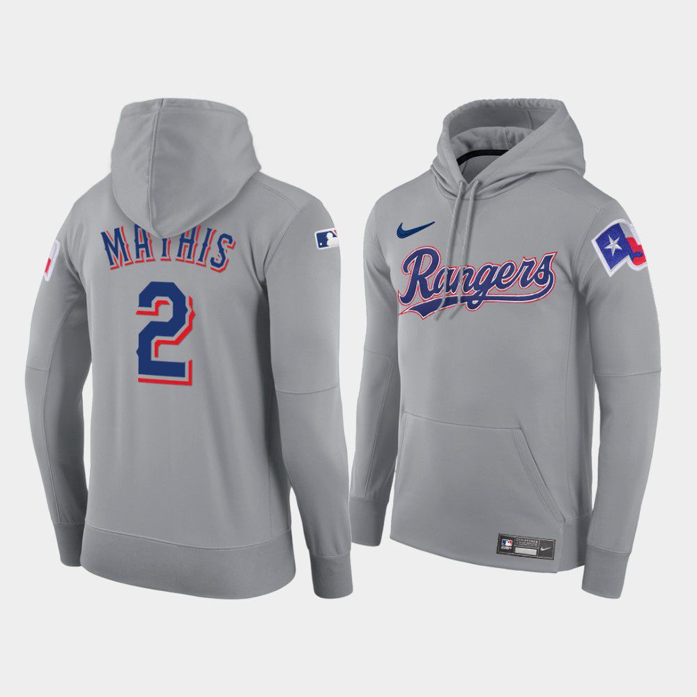 Cheap Men Texas Rangers 2 Mathis gray road hoodie 2021 MLB Nike Jerseys